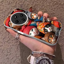 HONTINGA Xiaomi Redmi 14C ile Uyumlu Kılıfı Silikon Kenar Sert Arka Düşüme Önleyici Basitlik Anti Düşme Kamera Korumali Şirin Kedi Desen Telefon Kılıf Kadın ve Erkek Için Uygundur K1-0631