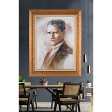 Giyense Özel Seri Altın Paspartulu Çerçeveli Atatürk Tablo C58