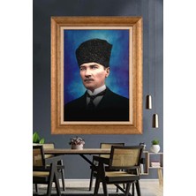 Giyense Özel Seri Altın Paspartulu Çerçeveli Atatürk Tablo C396