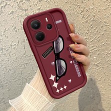 HONTINGA Xiaomi Redmi Note 14 ile Uyumlu Kılıfı Düşüme Önleyici Basitlik Anti Düşme Kamera Korumali Kedi Bordo Desen Yumuşak Silikon Telefon Kılıfı Kadın ve Erkek Için Uygundur K2-7068