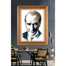 Giyense Özel Seri Altın Paspartulu Çerçeveli Atatürk Tablo C471