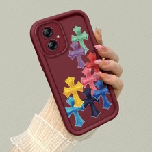 HONTINGA Samsung Galaxy A04E ile Uyumlu Kılıfı Düşüme Önleyici Basitlik Anti Düşme Kamera Korumali Kelebek Bordo Desen Yumuşak Silikon Telefon Kılıfı Kadın ve Erkek Için Uygundur K2-7069