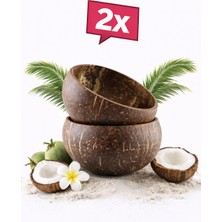 Kuru Yeşil Hindistan Cevizi Kasesi – 2 Adet – Smooth – Jumbo - El Yapımı – Doğal – Salata ve Çerezlik – Parlak