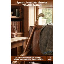 Letsii Ahşap Saplı Pirinç Baston Şık ve Dayanıklı Dekoratif Baston