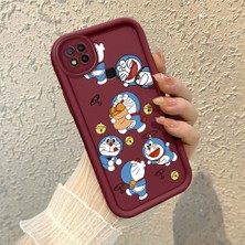 HONTINGA Xiaomi Redmi 9c ile Uyumlu Kılıfı Düşüme Önleyici Basitlik Anti Düşme Kamera Korumali Doraemon Bordo Desen Yumuşak Silikon Telefon Kılıfı Kadın ve Erkek Için Uygundur K2-7070