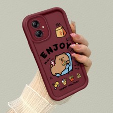 HONTINGA Samsung Galaxy A04E ile Uyumlu Kılıfı Düşüme Önleyici Basitlik Anti Düşme Kamera Korumali Şirin Bordo Desen Yumuşak Silikon Telefon Kılıfı Kadın ve Erkek Için Uygundur K2-7071