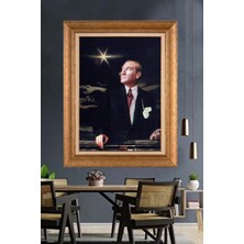 Giyense Özel Seri Altın Paspartulu Çerçeveli Atatürk Tablo C334
