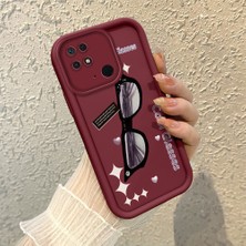 HONTINGA Xiaomi Redmi 10C ile Uyumlu Kılıfı Düşüme Önleyici Basitlik Anti Düşme Kamera Korumali Kedi Bordo Desen Yumuşak Silikon Telefon Kılıfı Kadın ve Erkek Için Uygundur K2-7068