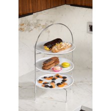 Edora Home Silver 3 Katlı Şık Pasta-Kurabiye Ikramlık & Sunum Standı, Hediyelik Dekoratif Servis