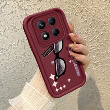 HONTINGA Xiaomi Redmi Note 14 Pro ile Uyumlu Kılıfı Düşüme Önleyici Basitlik Anti Düşme Kamera Korumali Kedi Bordo Desen Yumuşak Silikon Telefon Kılıfı Kadın ve Erkek Için Uygundur K2-7068