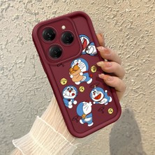 HONTINGA Tecno Spark 20 Pro ile Uyumlu Kılıfı Düşüme Önleyici Basitlik Anti Düşme Kamera Korumali Doraemon Bordo Desen Yumuşak Silikon Telefon Kılıfı Kadın ve Erkek Için Uygundur K2-7070