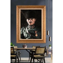 Giyense Özel Seri Altın Paspartulu Çerçeveli Atatürk Tablo C504