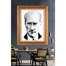 Giyense Özel Seri Altın Paspartulu Çerçeveli Atatürk Tablo C539