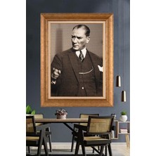 Giyense Özel Seri Altın Paspartulu Çerçeveli Atatürk Tablo C474