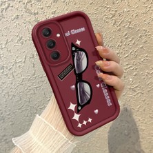 HONTINGA Samsung Galaxy S25 ile Uyumlu Kılıfı Düşüme Önleyici Basitlik Anti Düşme Kamera Korumali Kedi Bordo Desen Yumuşak Silikon Telefon Kılıfı Kadın ve Erkek Için Uygundur K2-7068