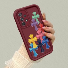 HONTINGA Samsung Galaxy A72 ile Uyumlu Kılıfı Düşüme Önleyici Basitlik Anti Düşme Kamera Korumali Kelebek Bordo Desen Yumuşak Silikon Telefon Kılıfı Kadın ve Erkek Için Uygundur K2-7069