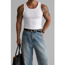 Abluka Online Erkek Basic Fitilli Kumaş Sporcu Atlet Beyaz