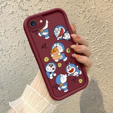 HONTINGA iPhone 7 ile Uyumlu Kılıfı Düşüme Önleyici Basitlik Anti Düşme Kamera Korumali Doraemon Bordo Desen Yumuşak Silikon Telefon Kılıfı Kadın ve Erkek Için Uygundur K2-7070