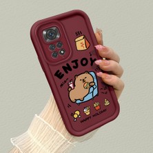 HONTINGA Xiaomi Redmi Note 11 ile Uyumlu Kılıfı Düşüme Önleyici Basitlik Anti Düşme Kamera Korumali Şirin Bordo Desen Yumuşak Silikon Telefon Kılıfı Kadın ve Erkek Için Uygundur K2-7071