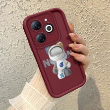 HONTINGA Infinix Smart 8 Pro ile Uyumlu Kılıfı Düşüme Önleyici Basitlik Anti Düşme Kamera Korumali Şirin Bordo Desen Yumuşak Silikon Telefon Kılıfı Kadın ve Erkek Için Uygundur K2-7071