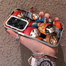 HONTINGA Samsung Galaxy S25 Ultra ile Uyumlu Kılıfı Silikon Kenar Sert Arka Düşüme Önleyici Basitlik Anti Düşme Kamera Korumali Şirin Kedi Desen Telefon Kılıf Kadın ve Erkek Için Uygundur K1-0631