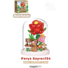 Vagonlife Panlos Yko Serisi Fanuslu Kapibara Figürlü Gül Modeli 134 Parça Oyuncak Blok Yapım Seti  FF-P2591