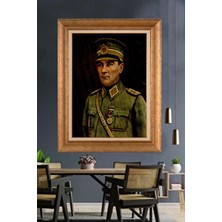 Giyense Özel Seri Altın Paspartulu Çerçeveli Atatürk Tablo C300