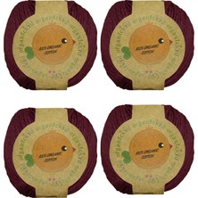 Organickid Organik Pamuk El Örgü Ipi 196 Burgundy (Bordo) 4'lü Paket