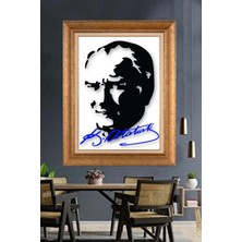 Giyense Özel Seri Altın Paspartulu Çerçeveli Atatürk Tablo C97