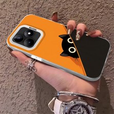 HONTINGA Realme C53 ile Uyumlu Kılıfı Silikon Kenar Sert Arka Düşüme Önleyici Basitlik Anti Düşme Kamera Korumali Kedi Desen Telefon Kılıf Kadın ve Erkek Için Uygundur K1-0632