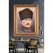 Giyense Özel Seri Altın Paspartulu Çerçeveli Atatürk Tablo C213