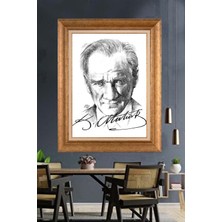 Giyense Özel Seri Altın Paspartulu Çerçeveli Atatürk Tablo C130