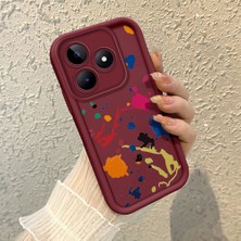 HONTINGA Realme Note 50 ile Uyumlu Kılıfı Düşüme Önleyici Basitlik Anti Düşme Kamera Korumali Renkli Bordo Desen Yumuşak Silikon Telefon Kılıfı Kadın ve Erkek Için Uygundur K2-7067