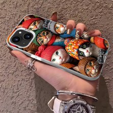 HONTINGA iPhone 15 ile Uyumlu Kılıfı Silikon Kenar Sert Arka Düşüme Önleyici Basitlik Anti Düşme Kamera Korumali Şirin Kedi Desen Telefon Kılıf Kadın ve Erkek Için Uygundur K1-0631
