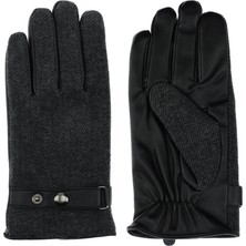 Kiğılı Siyah Desenli Eldiven Erkek Standart Beden Balıksırtı Deseni İle Şık Kullanım