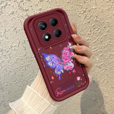 HONTINGA Xiaomi Redmi Note 14 Pro ile Uyumlu Kılıfı Düşüme Önleyici Basitlik Anti Düşme Kamera Korumali Kelebek Bordo Desen Yumuşak Silikon Telefon Kılıfı Kadın ve Erkek Için Uygundur K2-7069