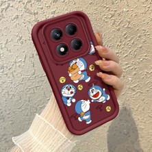 HONTINGA Xiaomi Redmi Note 14 Pro Plus ile Uyumlu Kılıfı Düşüme Önleyici Basitlik Anti Düşme Kamera Korumali Doraemon Bordo Desen Yumuşak Silikon Telefon Kılıfı Kadın ve Erkek Için Uygundur K2-7070