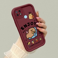 HONTINGA Realme C21 ile Uyumlu Kılıfı Düşüme Önleyici Basitlik Anti Düşme Kamera Korumali Şirin Bordo Desen Yumuşak Silikon Telefon Kılıfı Kadın ve Erkek Için Uygundur K2-7071