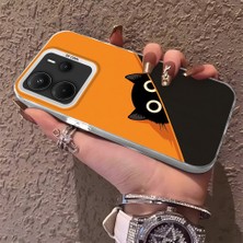 HONTINGA Xiaomi Redmi Note 14 4g ile Uyumlu Kılıfı Silikon Kenar Sert Arka Düşüme Önleyici Basitlik Anti Düşme Kamera Korumali Kedi Desen Telefon Kılıf Kadın ve Erkek Için Uygundur K1-0632