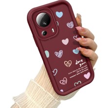 HONTINGA Xiaomi Mi 13 Lite ile Uyumlu Kılıfı Düşüme Önleyici Basitlik Anti Düşme Kamera Korumali Renkli Bordo Desen Yumuşak Silikon Telefon Kılıfı Kadın ve Erkek Için Uygundur K2-7067