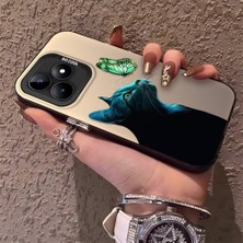 HONTINGA Realme C53 ile Uyumlu Kılıfı Silikon Kenar Sert Arka Düşüme Önleyici Basitlik Anti Düşme Kamera Korumali Kedi Desen Telefon Kılıf Kadın ve Erkek Için Uygundur K1-0632
