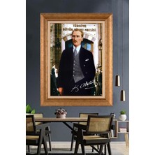 Giyense Özel Seri Altın Paspartulu Çerçeveli Atatürk Tablo C316