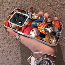 HONTINGA Xiaomi Redmi Note 14 Pro ile Uyumlu Kılıfı Silikon Kenar Sert Arka Düşüme Önleyici Basitlik Anti Düşme Kamera Korumali Şirin Kedi Desen Telefon Kılıf Kadın ve Erkek Için Uygundur K1-0631