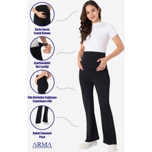 Ispanyol Paça Yüksek Bel Esnek Toparlayıcı Hamile Tayt Siyah