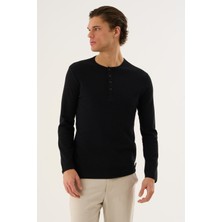 Alexander Gardi Düğmeli Yaka Uzun Kollu Günlük T-Shirt