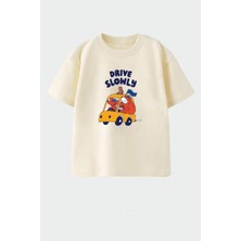 Monila Erkek Çocuk Slogan Baskılı Pamuklu Bisiklet Yaka T-Shirt