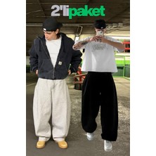 Vladivosto Mevsimlik Ekstra Bol Kalıp Iki Iplik Oversize Baggy Büyük Beden Eşofman Altı