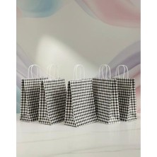 Aybaş Kağıtçılık 1.kalite 25X31 cm (15 Adet)Büyük Boy Siyah/beyaz Ekose Kraft Kağıt Çanta,hediye Poşeti,hediye Paketi