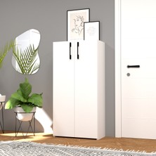 Mobilique Şahane No.1 Çok Amaçlı 2 Kapaklı 3 Raflı Dolap Beyaz-Beyaz