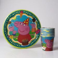 Cadde Süs Peppa Pig Temalı Tabak Bardak 8'li Set